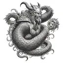 thor fighting Jörmungandr  tattoo design idea