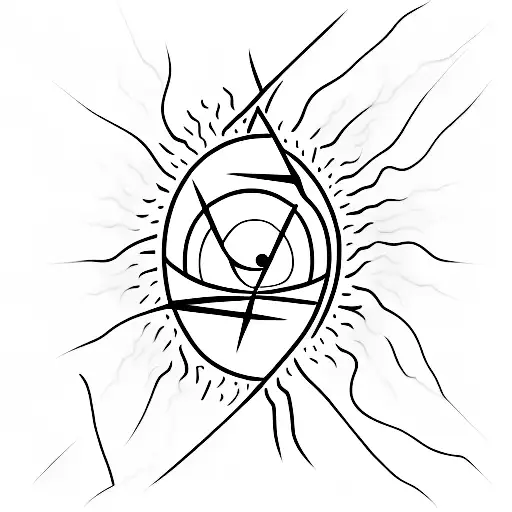 minimalistic eye with lightning in pupil tattoo design idea