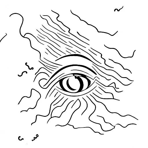 minimalistic eye with lightning bolts in pupil tattoo design idea