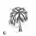 Palm tree with skull and moon tattoo design idea