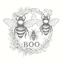 two bees, one as a ghost, second normal with "Boo Bees" text under them tattoo design idea