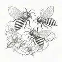 two bees, one as a ghost, second normal with "Boo Bees" text under them tattoo design idea