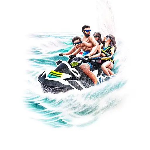 sea ​​king and rescue jet ski tattoo design idea