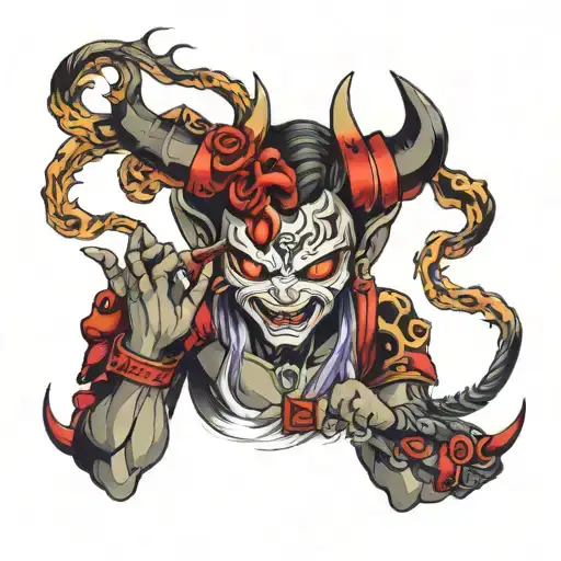 Oni demon girl tattoo design idea