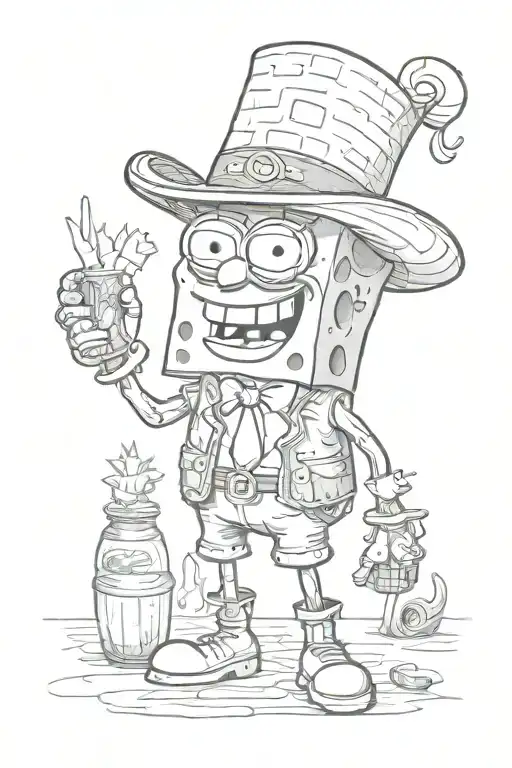 Jason Freeny SpongeBob SquarePants wearing a cowboy tattoo design idea