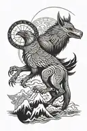 viking wolf raven scene featuring tattoo design idea