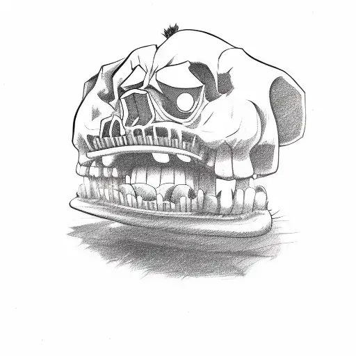 ed edd n eddy with skull and Lion the Cowardly Dog  tattoo design idea