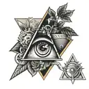 a clockwork orange eye in triangle   tattoo design idea