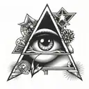 a clockwork orange eye in triangle   tattoo design idea