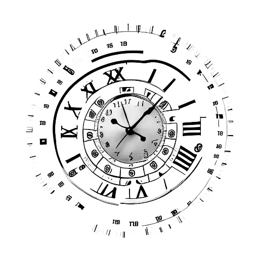 clock with roman numeral only 1-4 numbers tattoo design idea