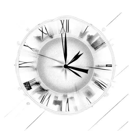 clock with roman numeral only 1-4 numbers tattoo design idea