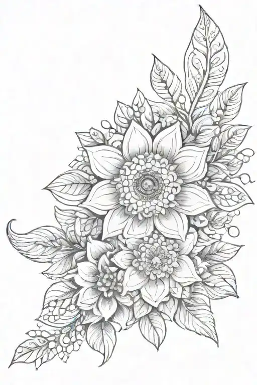 floral and mandala pattern tattoo design idea