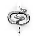 hand holding dagger with snake wrapping up and around the hand and dagger tattoo design idea