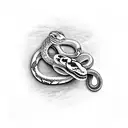 hand holding dagger with snake wrapping up and around the hand and dagger tattoo design idea