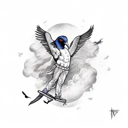 Icarus with a crow tattoo design idea