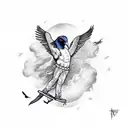 Icarus with a crow tattoo design idea