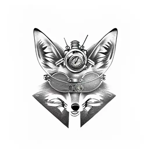 steampunk fox goggles tattoo design idea