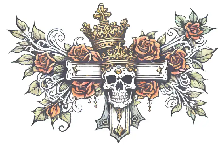 crown is heavy so I cede to the cross  tattoo design idea