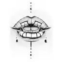 lips with japanese text on the bottom lip and a joint on the side tattoo design idea