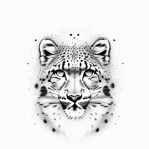 dark red snow leopard at twilight tattoo design idea