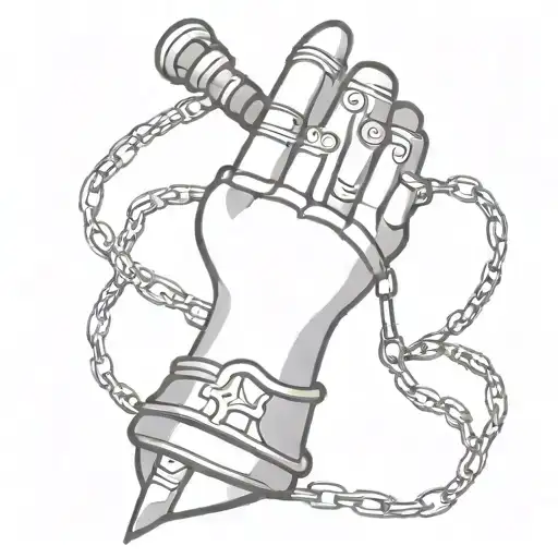 medieval gauntlet holding flail on chain tattoo design idea