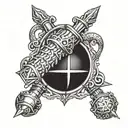gauntlet holding flail spiked ball tattoo design idea