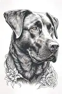 labrador retriever face inside tattoo design idea