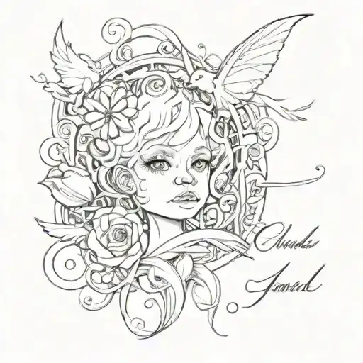 child name written tattoo design idea
