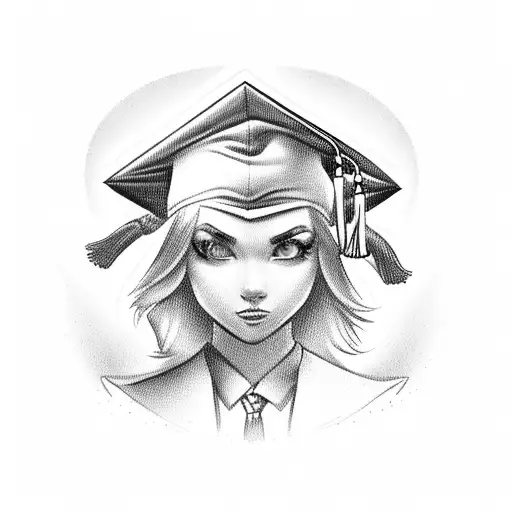 Graduation cap, diploma tattoo design idea