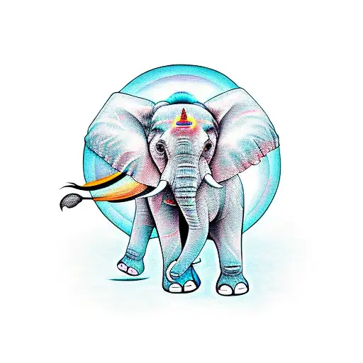 Elephant with sublime sun tattoo design idea