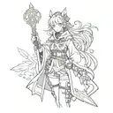 anime character game genshin impact Wanderer tattoo design idea