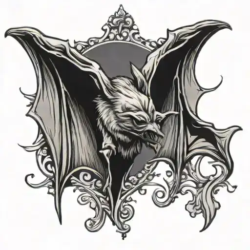 bat hanging tattoo design idea