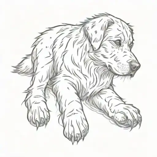 One big dog paw with a small dog paw tattoo design idea