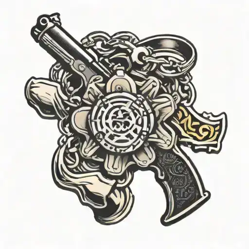 correctional officer handcuffs gun wrapped tattoo design idea