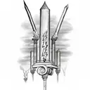 Roman style column pillar with a lightning bolt from a cloud above it breaking the roman style column pillar into two  tattoo design idea