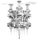 Roman style column pillar with a lightning bolt from a cloud above it breaking the roman style column pillar into two  tattoo design idea