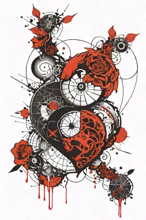 the heart is one half of yin-yang, and the brain is the other, and a little geometry tattoo design idea