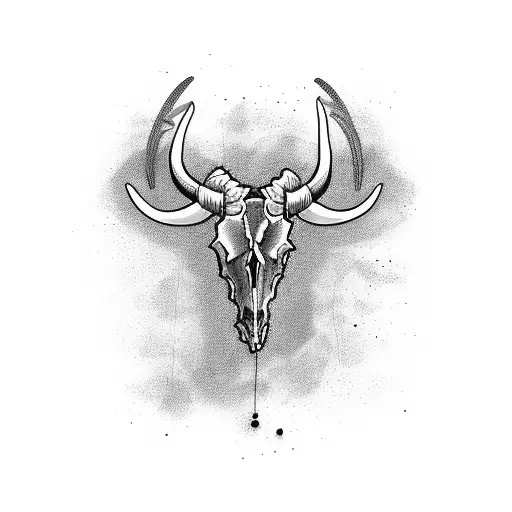 long horn skull wrapped in barbed wire tattoo design idea
