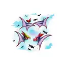bats flying tattoo design idea