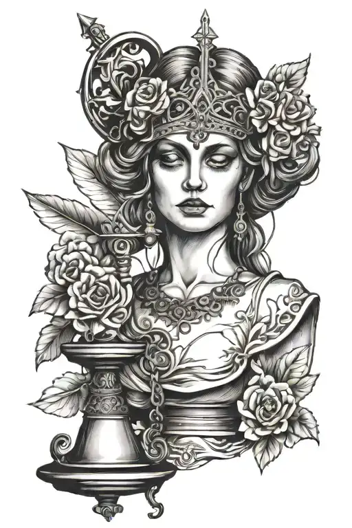 Themis and the blindfold tattoo design idea