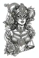 Themis and the blindfold tattoo design idea
