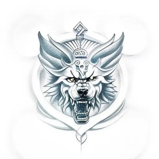 A traditional-style tattoo showcasing the Greek mythological creature, Cerberus, guarding the gates of the underworld tattoo design idea