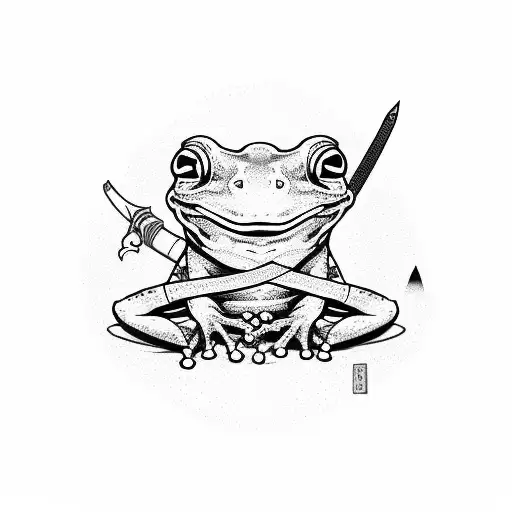 ninja frog with katana tattoo design idea