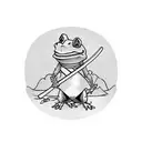 standing samurai frog with katana smoking  tattoo design idea