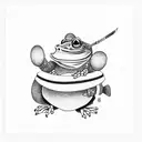 standing samurai frog with katana smoking  tattoo design idea