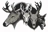 deer skull, moose skull, bear head, wolf head arm band tattoo design idea