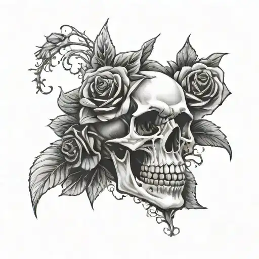 vampire skull and rose tattoo design idea