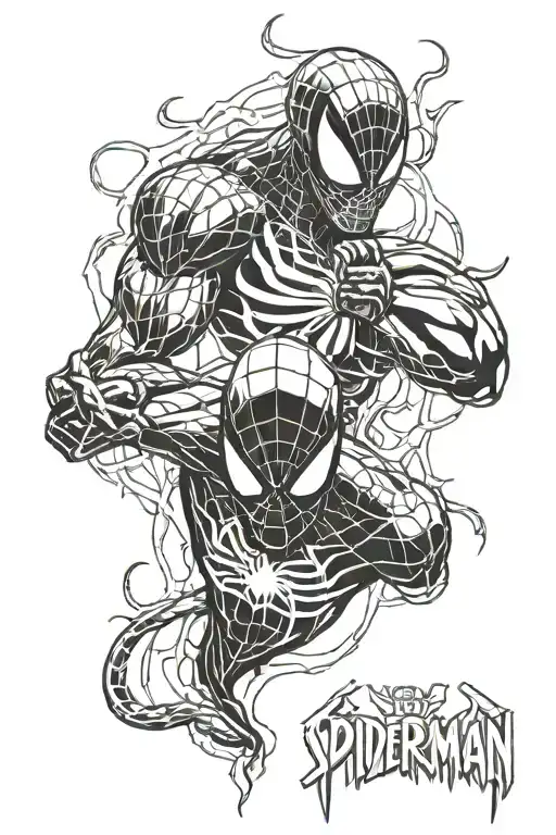 spiderman y venom tattoo design idea