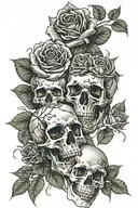 skulls, roses, thorns tattoo design idea