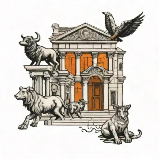 medium tatto with animals roman buildings  tattoo design idea